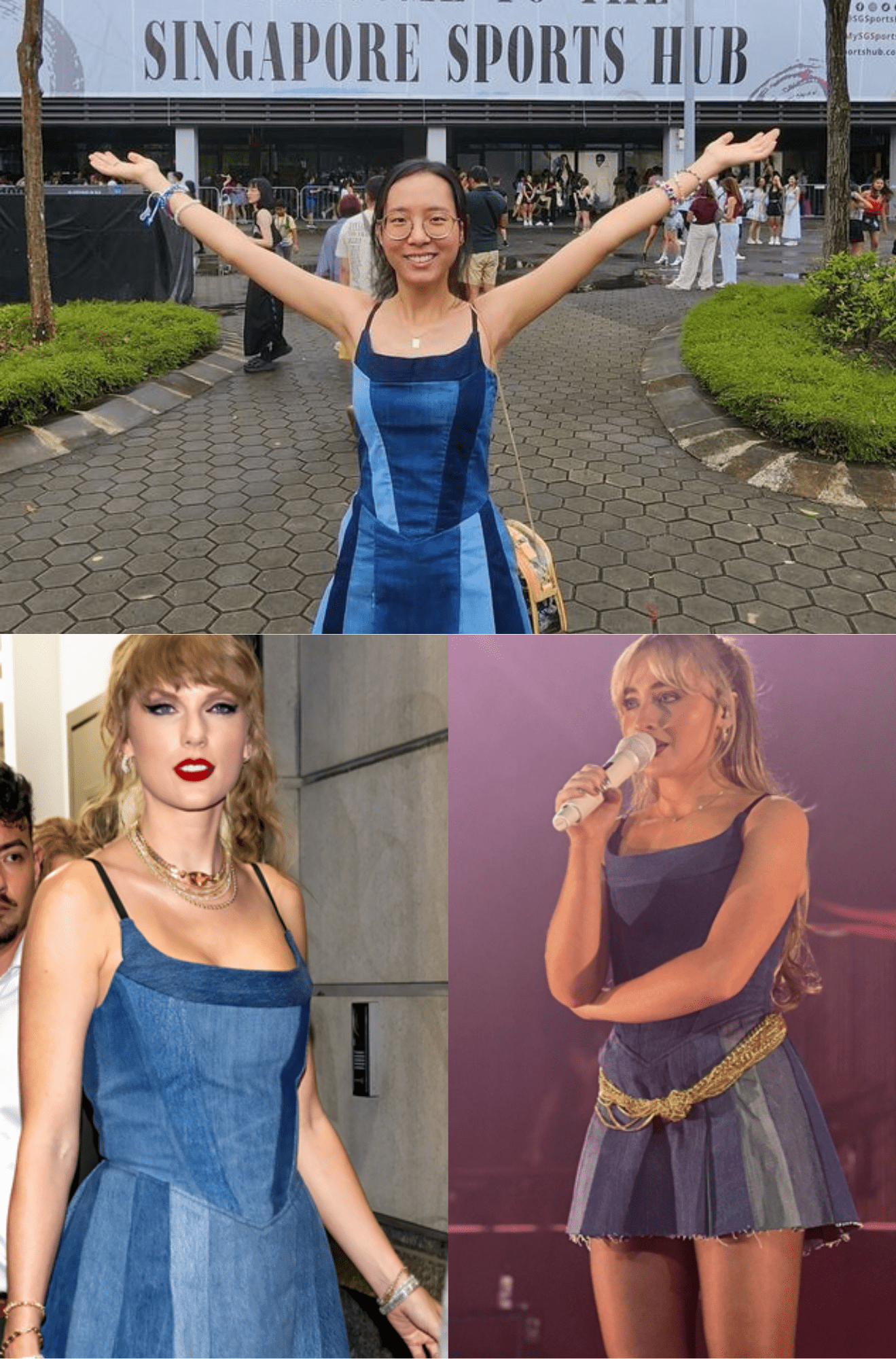 Kelly, fan of Taylor Swift reached Singapore Sports club in self-stitched outfit resembling Taylor and Sabrina's outfit during the ERAS tour